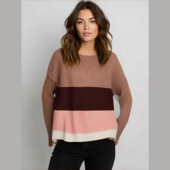 🚨 Arizona Jean Co Women’s Crewneck Stripe Over-Sized Sweater, Multicolor. - Picture 2 of 6